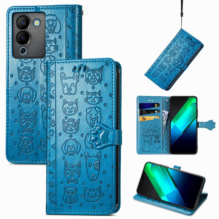 Cat and Dog Embossed Phone Leather Phone Case, For Infinix Note 12 G96, For OnePlus Ace 2, For Realme C55