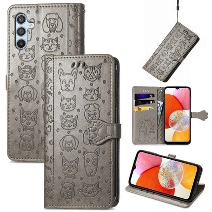 Cat and Dog Embossed Phone Leather Phone Case, For Tecno Pova Neo 5G, For vivo S15e, For Samsung Galaxy A14 4G