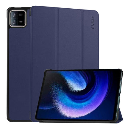 For Xiaomi Pad 6 ENKAY Tri-fold Custer Texture Leather Stand Smart Case, For Xiaomi Pad 6