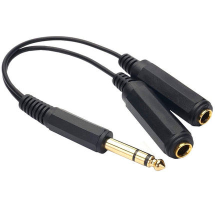 JUNSUNMAY 6.35mm 1/4 inch Male to Dual Female Stereo Audio Jack Adapter Cable, Length: 20cm, 6.35mm M to 2 x F 20cm