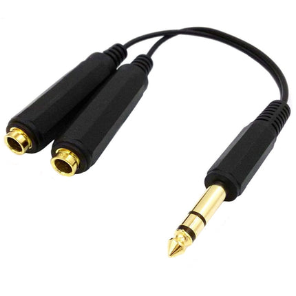 JUNSUNMAY 6.35mm 1/4 inch Male to Dual Female Stereo Audio Jack Adapter Cable, Length: 20cm, 6.35mm M to 2 x F 20cm