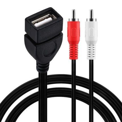 JUNSUNMAY USB 2.0 Female to 2 x RCA Male Video Audio Splitter Adapter Cable, 0.2m USB F to 2 RCA, 1.5m USB F to 2 RCA