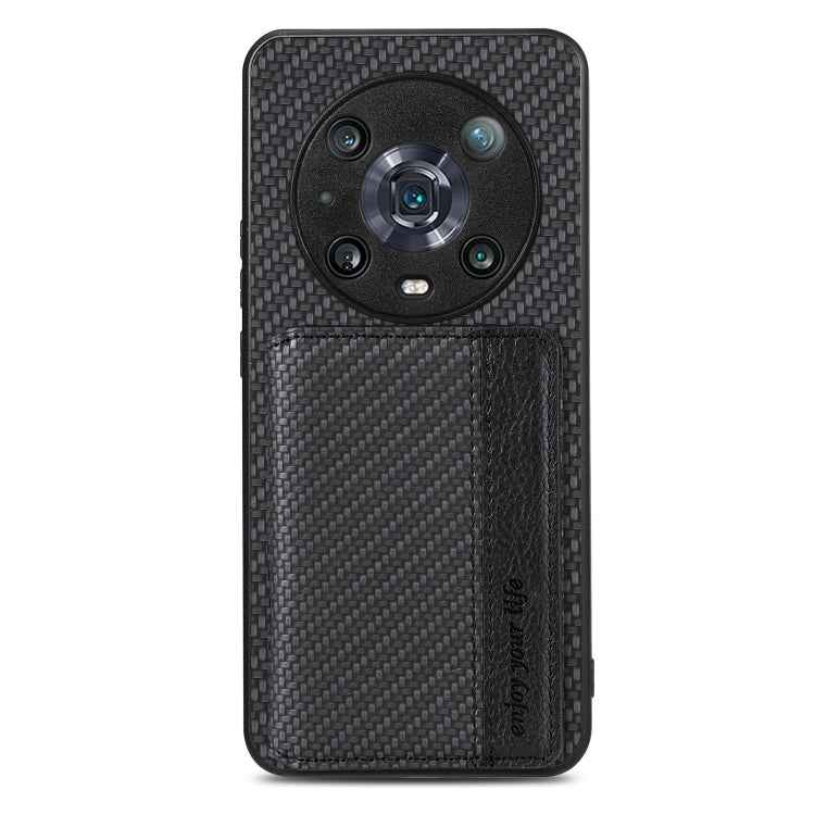 Carbon Fiber Magnetic Card Bag Phone Case, For Honor 80, For Honor Magic4 Lite, For Honor Magic5 Pro, For OPPO A16