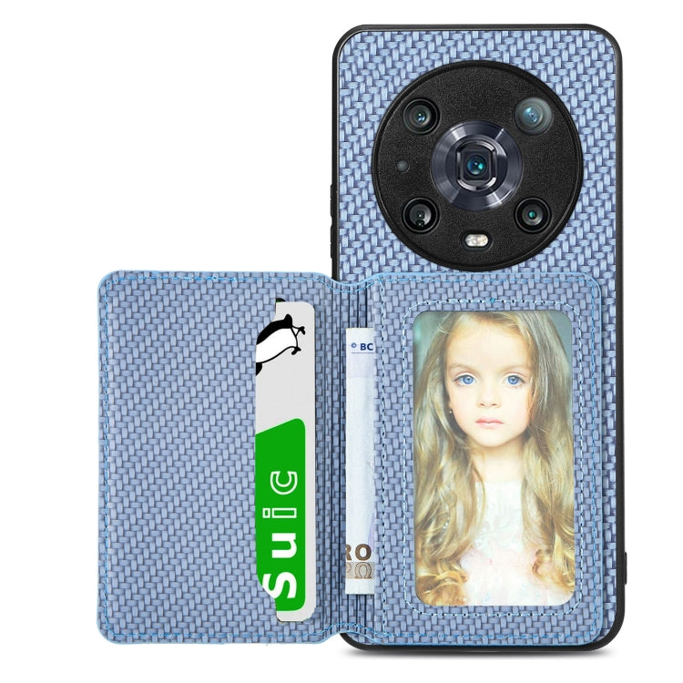 Carbon Fiber Magnetic Card Bag Phone Case, For Honor 80, For Honor Magic4 Lite, For Honor Magic5 Pro, For OPPO A16