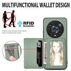 Carbon Fiber Magnetic Card Bag Phone Case, For Honor 80, For Honor Magic4 Lite, For Honor Magic5 Pro, For OPPO A16