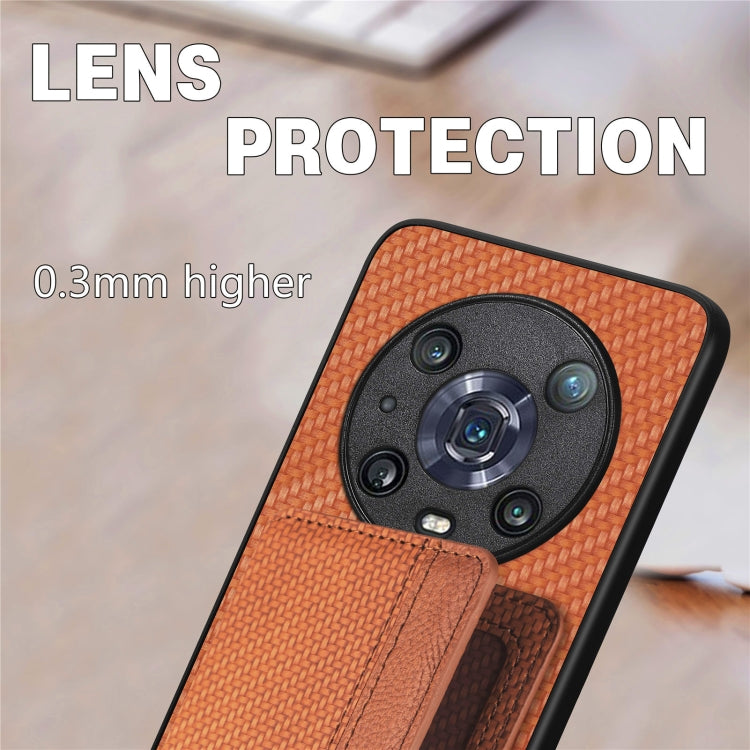 Carbon Fiber Magnetic Card Bag Phone Case, For Honor 80, For Honor Magic4 Lite, For Honor Magic5 Pro, For OPPO A16