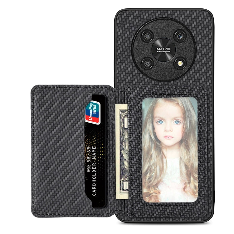 Carbon Fiber Magnetic Card Bag Phone Case, For Honor 80, For Honor Magic4 Lite, For Honor Magic5 Pro, For OPPO A16