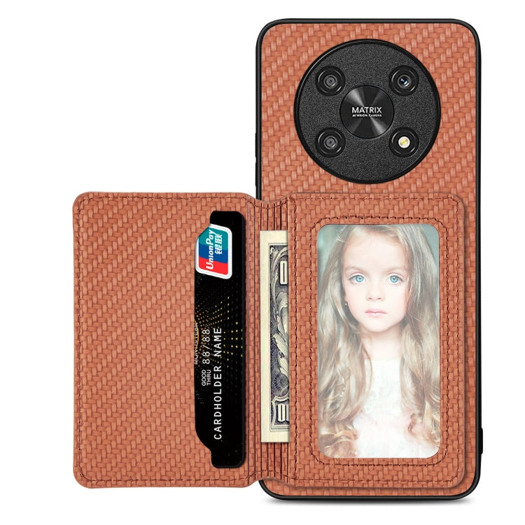 Carbon Fiber Magnetic Card Bag Phone Case, For Honor 80, For Honor Magic4 Lite, For Honor Magic5 Pro, For OPPO A16