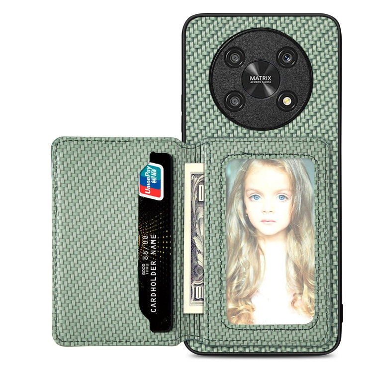 Carbon Fiber Magnetic Card Bag Phone Case, For Honor 80, For Honor Magic4 Lite, For Honor Magic5 Pro, For OPPO A16