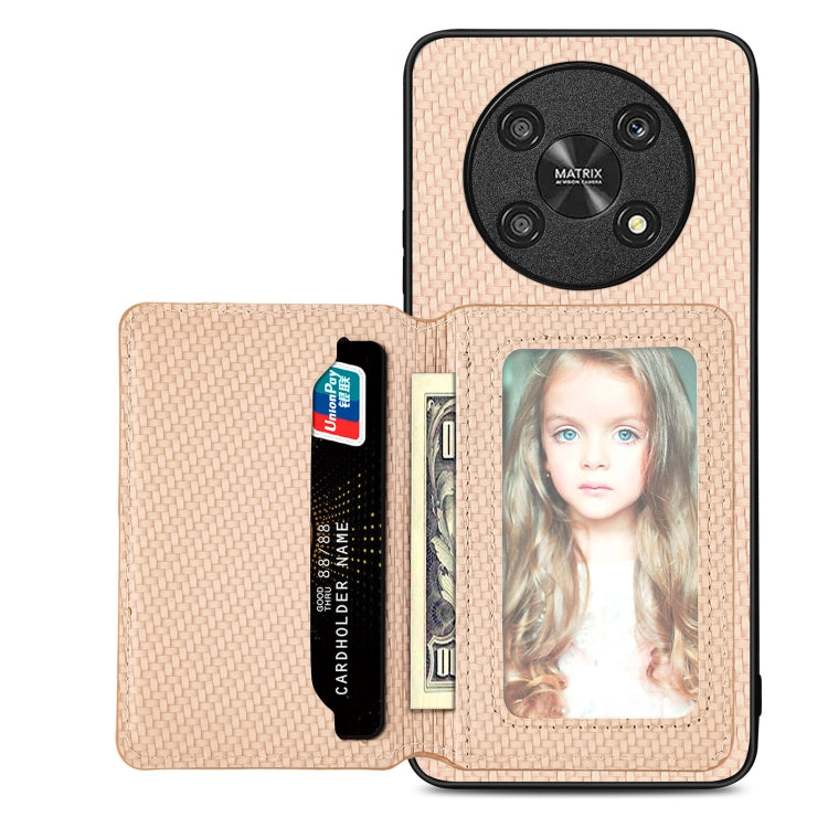 Carbon Fiber Magnetic Card Bag Phone Case, For Honor 80, For Honor Magic4 Lite, For Honor Magic5 Pro, For OPPO A16