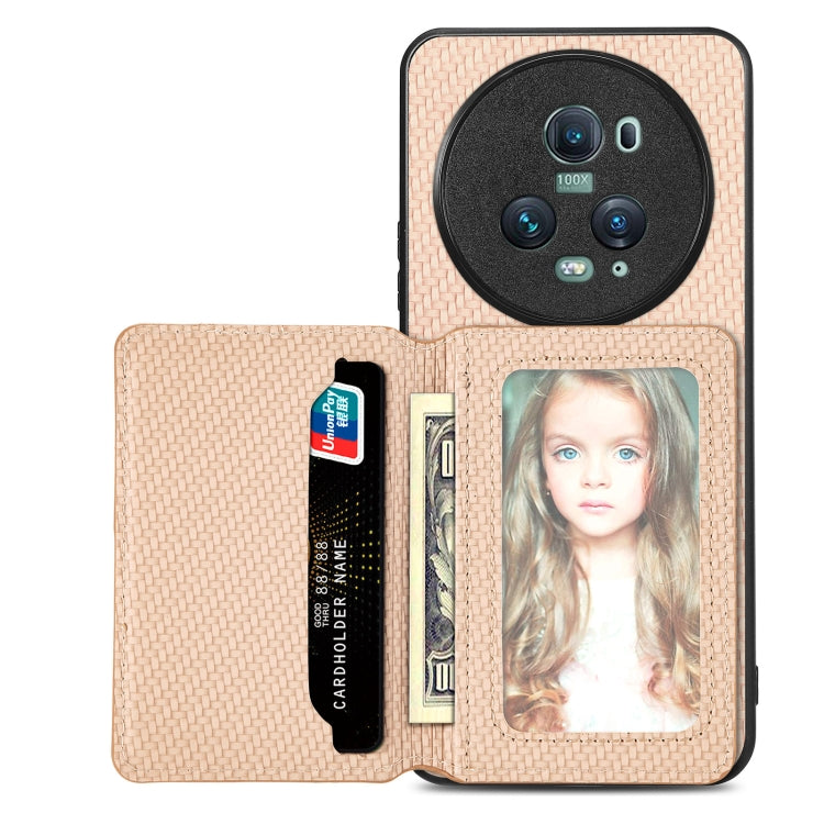 Carbon Fiber Magnetic Card Bag Phone Case, For Honor 80, For Honor Magic4 Lite, For Honor Magic5 Pro, For OPPO A16