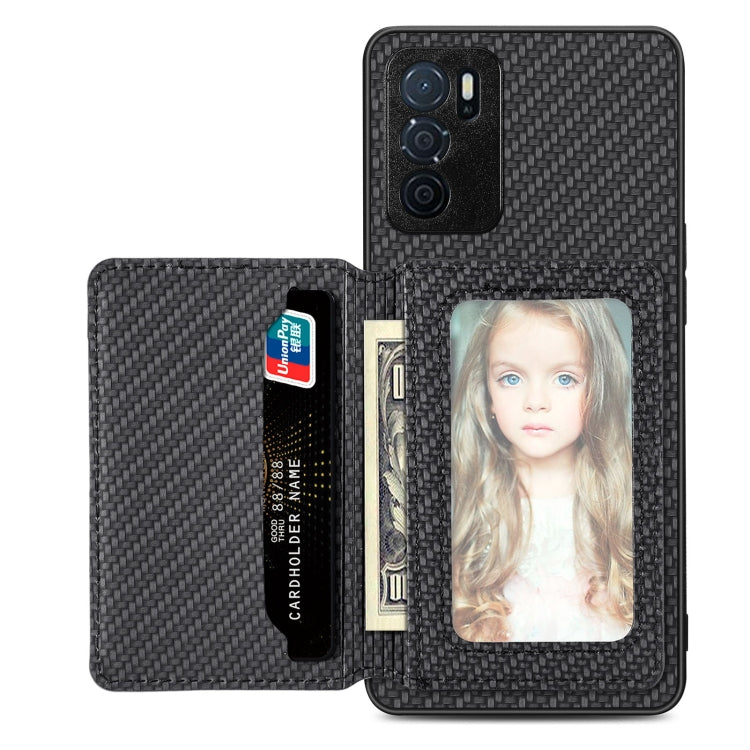 Carbon Fiber Magnetic Card Bag Phone Case, For Honor 80, For Honor Magic4 Lite, For Honor Magic5 Pro, For OPPO A16