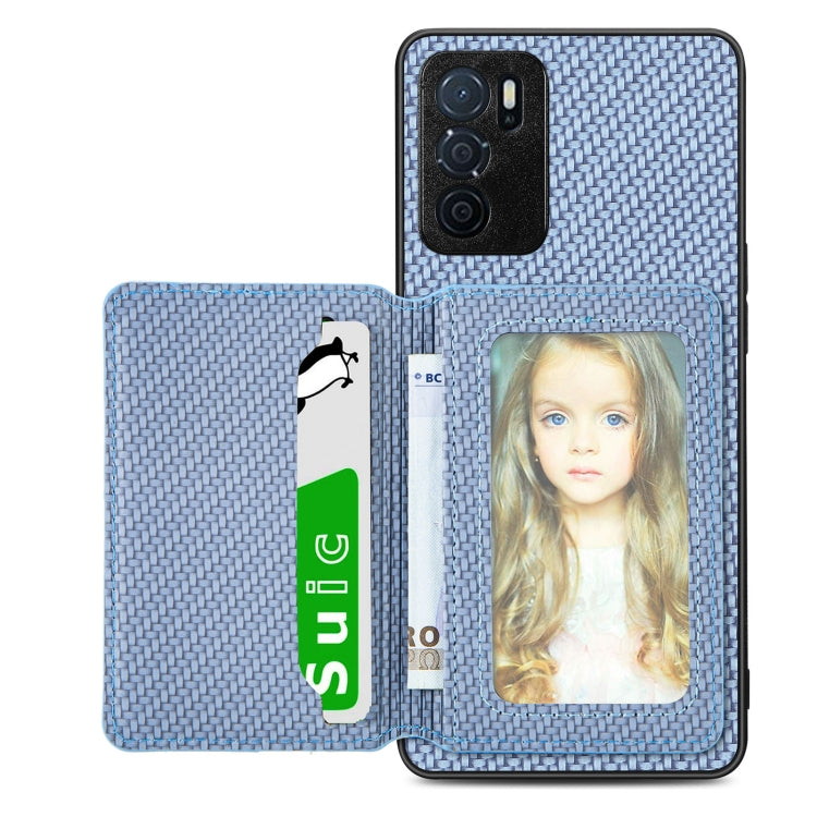 Carbon Fiber Magnetic Card Bag Phone Case, For Honor 80, For Honor Magic4 Lite, For Honor Magic5 Pro, For OPPO A16