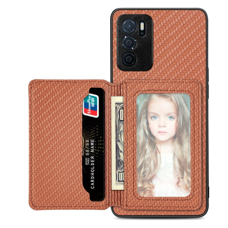 Carbon Fiber Magnetic Card Bag Phone Case, For Honor 80, For Honor Magic4 Lite, For Honor Magic5 Pro, For OPPO A16