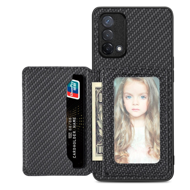Carbon Fiber Magnetic Card Bag Phone Case, For OPPO A74 5G, For OPPO A78, For OPPO A94 5G, For OPPO Find X6 Pro