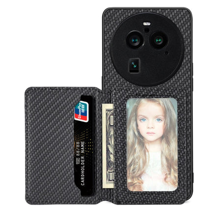 Carbon Fiber Magnetic Card Bag Phone Case, For OPPO A74 5G, For OPPO A78, For OPPO A94 5G, For OPPO Find X6 Pro