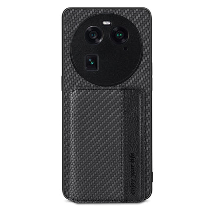 Carbon Fiber Magnetic Card Bag Phone Case, For OPPO Find X6, For OPPO Reno5 5G, For OPPO Reno7 5G, For OPPO Reno8 T 4G