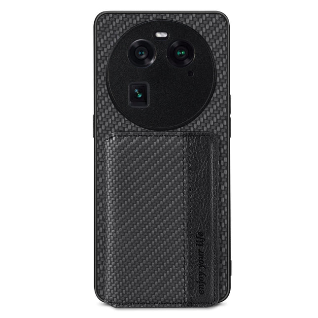 Carbon Fiber Magnetic Card Bag Phone Case, For OPPO Find X6, For OPPO Reno5 5G, For OPPO Reno7 5G, For OPPO Reno8 T 4G