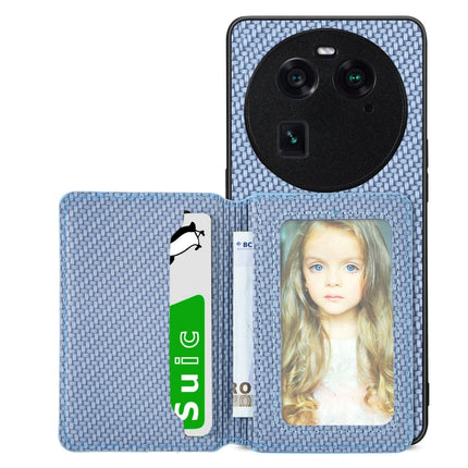 Carbon Fiber Magnetic Card Bag Phone Case, For OPPO Find X6, For OPPO Reno5 5G, For OPPO Reno7 5G, For OPPO Reno8 T 4G