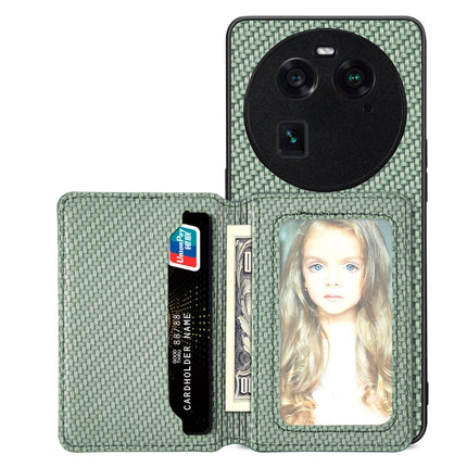 Carbon Fiber Magnetic Card Bag Phone Case, For OPPO Find X6, For OPPO Reno5 5G, For OPPO Reno7 5G, For OPPO Reno8 T 4G