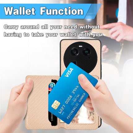 Carbon Fiber Magnetic Card Bag Phone Case, For OPPO Find X6, For OPPO Reno5 5G, For OPPO Reno7 5G, For OPPO Reno8 T 4G