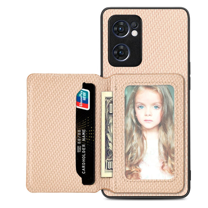 Carbon Fiber Magnetic Card Bag Phone Case, For OPPO Find X6, For OPPO Reno5 5G, For OPPO Reno7 5G, For OPPO Reno8 T 4G