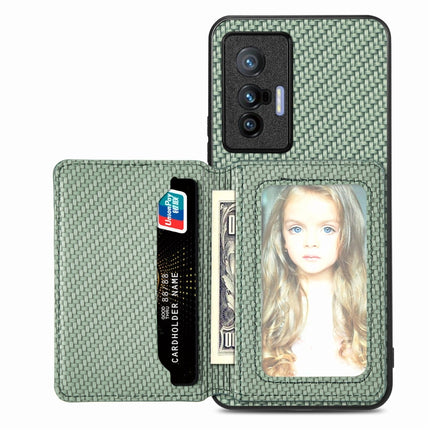 Carbon Fiber Magnetic Card Bag Phone Case, For OPPO Reno5 5G, For OPPO Reno7 5G, For OPPO Reno8 T 4G, For  vivo X70