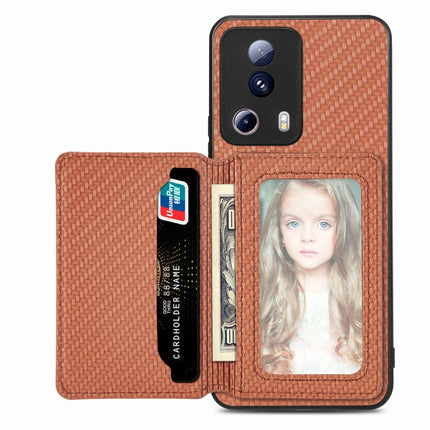Carbon Fiber Magnetic Card Bag Phone Case, For vivo Y16, For vivo Y21, For Xiaomi 13 Lite, For Xiaomi Mi 11 Lite