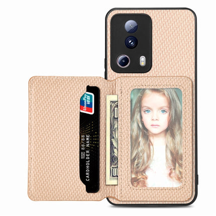 Carbon Fiber Magnetic Card Bag Phone Case, For vivo Y16, For vivo Y21, For Xiaomi 13 Lite, For Xiaomi Mi 11 Lite