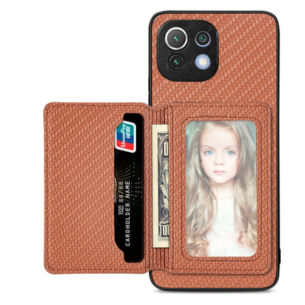 Carbon Fiber Magnetic Card Bag Phone Case, For vivo Y16, For vivo Y21, For Xiaomi 13 Lite, For Xiaomi Mi 11 Lite