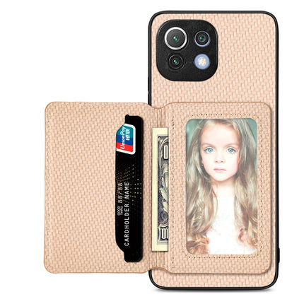 Carbon Fiber Magnetic Card Bag Phone Case, For vivo Y16, For vivo Y21, For Xiaomi 13 Lite, For Xiaomi Mi 11 Lite