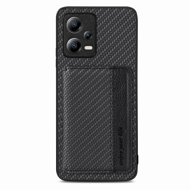 Carbon Fiber Magnetic Card Bag Phone Case, For Xiaomi Redmi Note 12 Pro+ 5G Global, For Xiaomi Poco X3 NFC, For Xiaomi Poco X5 Pro, For Xiaomi Poco X5