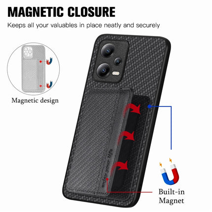 Carbon Fiber Magnetic Card Bag Phone Case, For Xiaomi Redmi Note 12 Pro+ 5G Global, For Xiaomi Poco X3 NFC, For Xiaomi Poco X5 Pro, For Xiaomi Poco X5