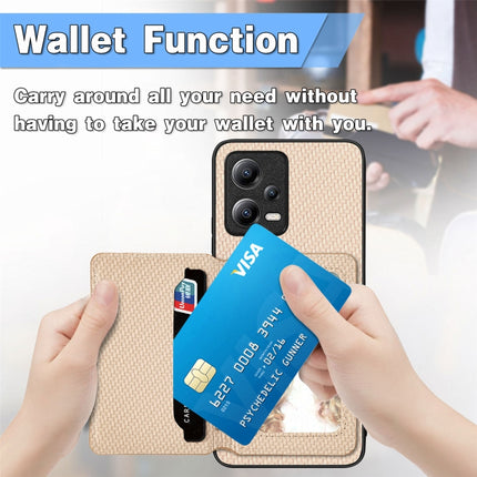 Carbon Fiber Magnetic Card Bag Phone Case, For Xiaomi Redmi Note 12 Pro+ 5G Global, For Xiaomi Poco X3 NFC, For Xiaomi Poco X5 Pro, For Xiaomi Poco X5