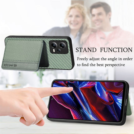 Carbon Fiber Magnetic Card Bag Phone Case, For Xiaomi Redmi Note 12 Pro+ 5G Global, For Xiaomi Poco X3 NFC, For Xiaomi Poco X5 Pro, For Xiaomi Poco X5