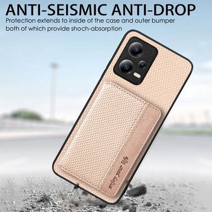 Carbon Fiber Magnetic Card Bag Phone Case, For Xiaomi Redmi Note 12 Pro+ 5G Global, For Xiaomi Poco X3 NFC, For Xiaomi Poco X5 Pro, For Xiaomi Poco X5