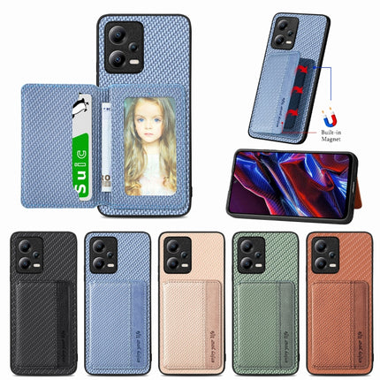 Carbon Fiber Magnetic Card Bag Phone Case, For Xiaomi Redmi Note 12 Pro+ 5G Global, For Xiaomi Poco X3 NFC, For Xiaomi Poco X5 Pro, For Xiaomi Poco X5