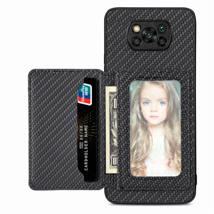 Carbon Fiber Magnetic Card Bag Phone Case, For Xiaomi Redmi Note 12 Pro+ 5G Global, For Xiaomi Poco X3 NFC, For Xiaomi Poco X5 Pro, For Xiaomi Poco X5