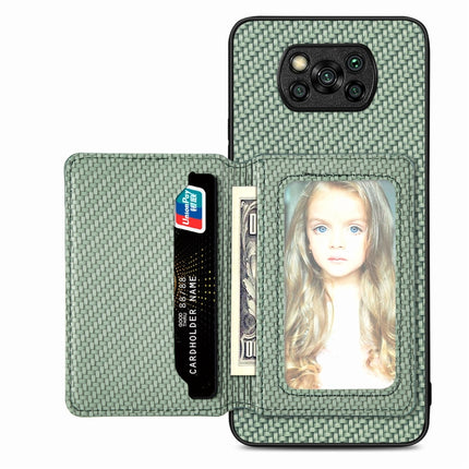 Carbon Fiber Magnetic Card Bag Phone Case, For Xiaomi Redmi Note 12 Pro+ 5G Global, For Xiaomi Poco X3 NFC, For Xiaomi Poco X5 Pro, For Xiaomi Poco X5