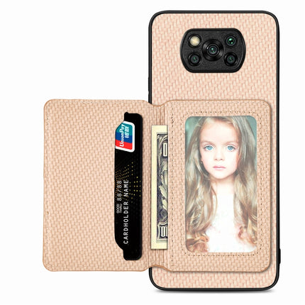 Carbon Fiber Magnetic Card Bag Phone Case, For Xiaomi Redmi Note 12 Pro+ 5G Global, For Xiaomi Poco X3 NFC, For Xiaomi Poco X5 Pro, For Xiaomi Poco X5