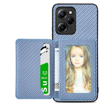 Carbon Fiber Magnetic Card Bag Phone Case, For Xiaomi Redmi Note 12 Pro+ 5G Global, For Xiaomi Poco X3 NFC, For Xiaomi Poco X5 Pro, For Xiaomi Poco X5
