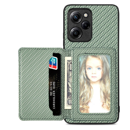 Carbon Fiber Magnetic Card Bag Phone Case, For Xiaomi Redmi Note 12 Pro+ 5G Global, For Xiaomi Poco X3 NFC, For Xiaomi Poco X5 Pro, For Xiaomi Poco X5