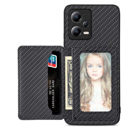 Carbon Fiber Magnetic Card Bag Phone Case, For Xiaomi Redmi Note 12 Pro+ 5G Global, For Xiaomi Poco X3 NFC, For Xiaomi Poco X5 Pro, For Xiaomi Poco X5