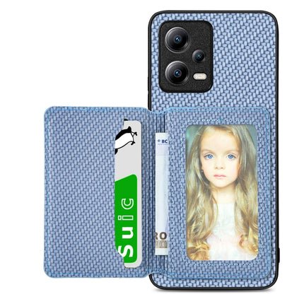 Carbon Fiber Magnetic Card Bag Phone Case, For Xiaomi Redmi Note 12 Pro+ 5G Global, For Xiaomi Poco X3 NFC, For Xiaomi Poco X5 Pro, For Xiaomi Poco X5