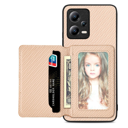 Carbon Fiber Magnetic Card Bag Phone Case, For Xiaomi Redmi Note 12 Pro+ 5G Global, For Xiaomi Poco X3 NFC, For Xiaomi Poco X5 Pro, For Xiaomi Poco X5