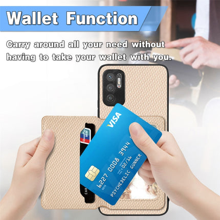 Carbon Fiber Magnetic Card Bag Phone Case, For Xiaomi Redmi Note 10 5G, For Xiaomi Redmi Note 12 5G Global, For OPPO A74 5G