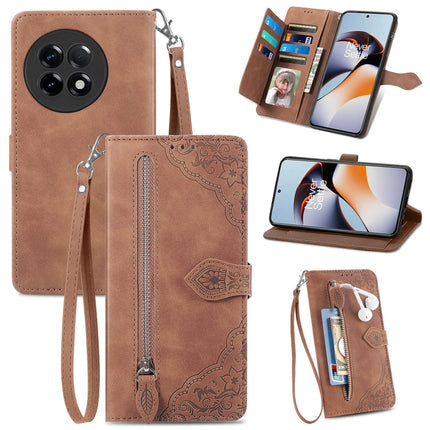 Embossed Flower Zipper Leather Phone Case, For Infinix Note 12 G96, For OnePlus Ace 2, For Tecno Pova Neo 5G, For vivo S15e