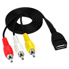 JUNSUNMAY USB Female to 3 x RCA Male Audio Video Splitter Cable, 0.2m, 1.5m