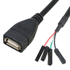 JUNSUNMAY USB 2.0 A to Female 4 Pin Dupont Motherboard Header Adapter Extender Cable, Length: 0.3m, USB Male, USB Female