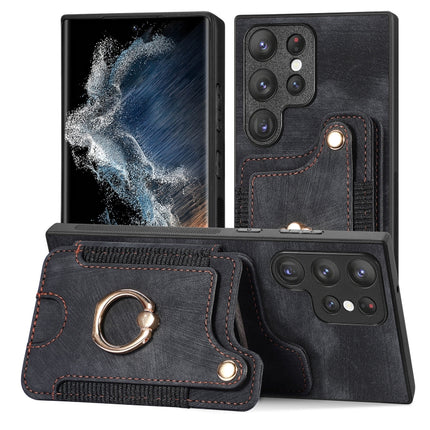 Retro Skin-feel Ring Multi-card Wallet Phone Case, For Samsung Galaxy S23+ 5G, For Samsung Galaxy S23 Ultra 5G, For Samsung Galaxy S22+ 5G, For Samsung Galaxy S22 Ultra 5G
